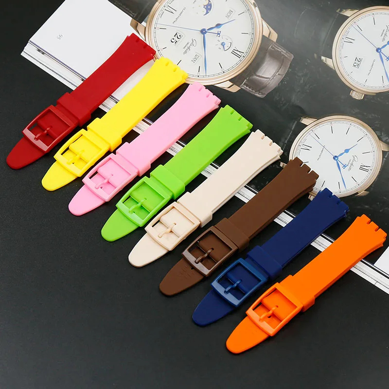 

Swatch Silicone Strap 17mm 19mm for Swatch Rubber Men's and Women's Sports Watch Strap Belt Buckles watch bands