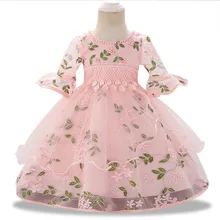 Детское рождественское платье высококачественная одежда с принтом для девочек, детское кружевное крестильное платье Детский костюм с полной луной на возраст от 3 до 24 месяцев