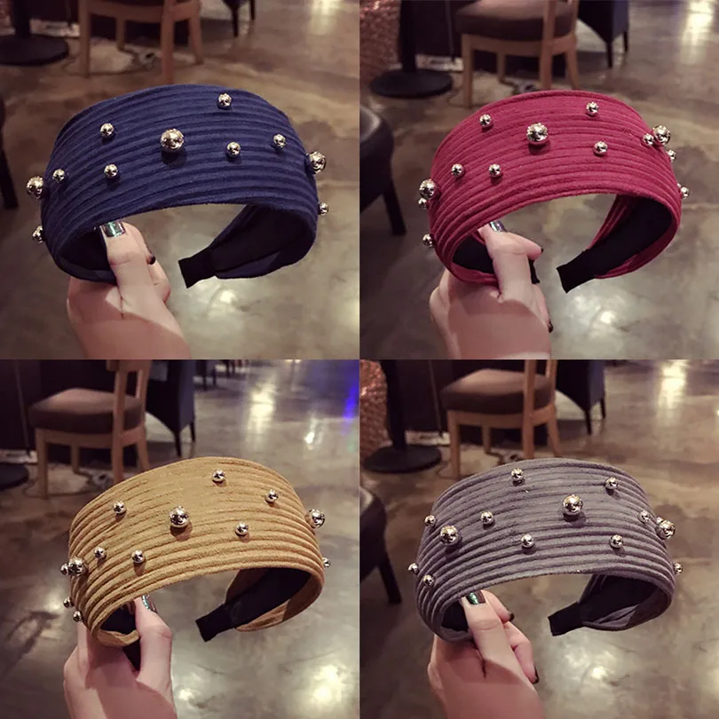 

Haimeikang Fashion Ladies Solid Bead Alice Wide Band Hair Band Hairband Head Band Headband Hair Accessories