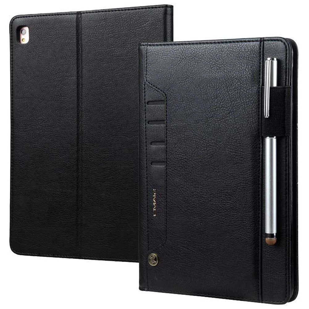 Чехол из натуральной кожи для Apple iPad Pro 10,5 дюймов, бизнес смарт-чехол/слоты для карт/карандаш держатель рукава флип - Цвет: Черный