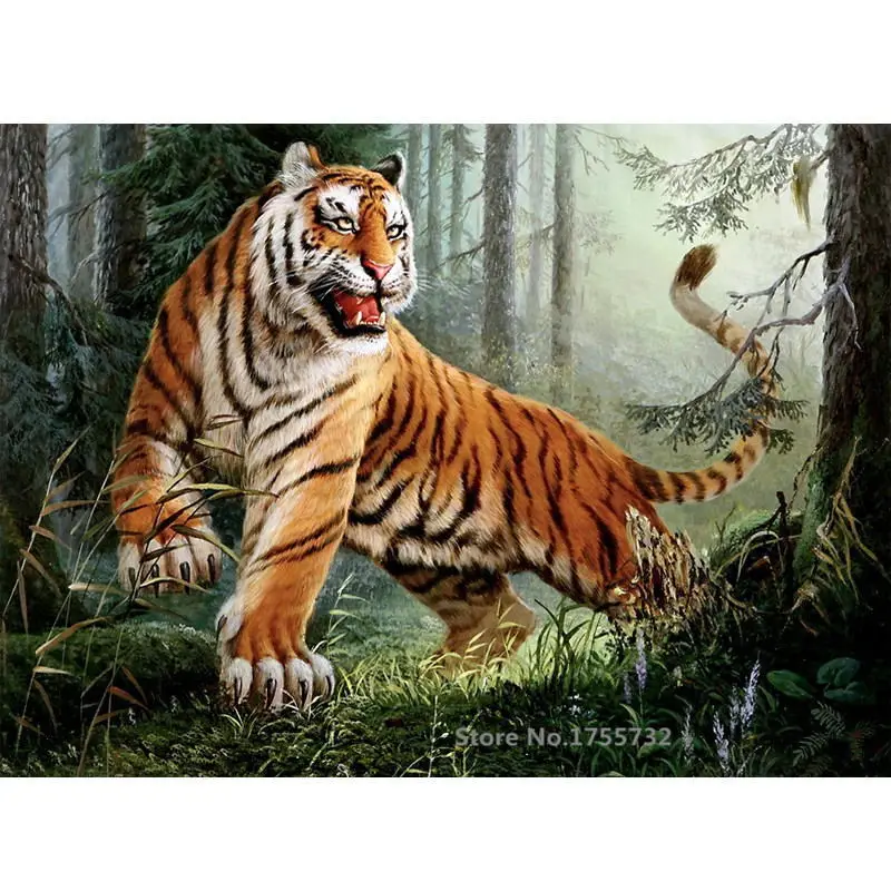 

Frame DIY Oil Painting Pictures Tiger DIY Painting By Numbers On Canvas Wall Art For Wedding Decoration Drop Shipping RA3083