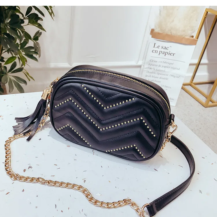 Роскошная сумка TOYOOSKY, женская дизайнерская сумка на пояс с заклепками, сумка на пояс, женская сумка на пояс, известный бренд, стеганая сумка на плечо, сумочка - Цвет: Black