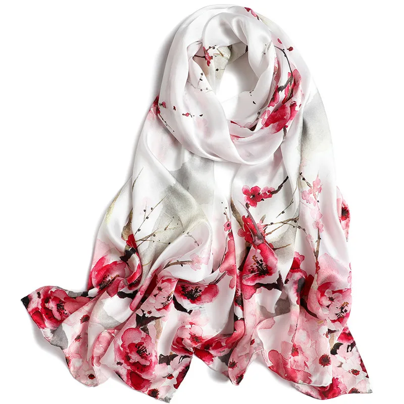 Шелковый шарф, чистый шелк, весенний шарф, шаль, натуральный шелк, ручная работа, шарф для женщин, модный роскошный шарф - Цвет: 4