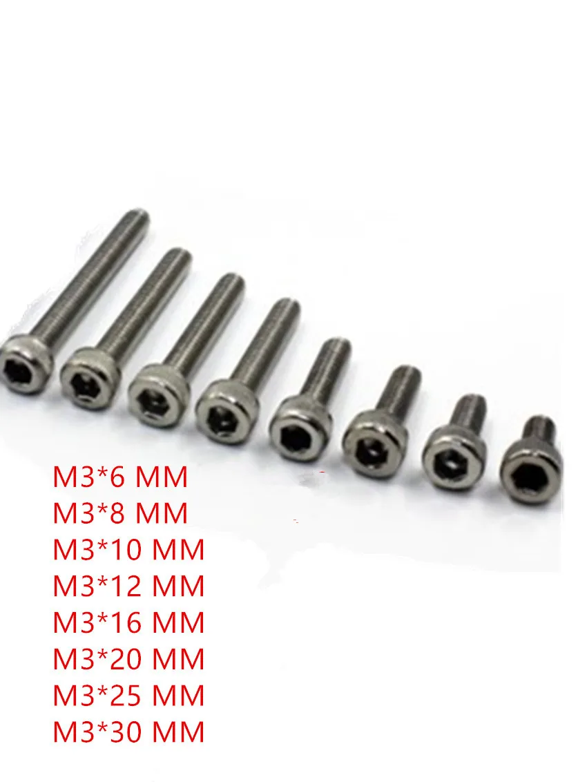 Fixmee 100PC Metric Thread M3*6/8/10/12/16mm Stainless Steel Hex Bolt