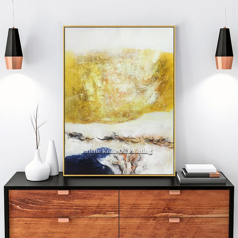 

Gold art painting abstract art on canvas original acrylic Painting minimalist Wall Art Pictures for living room cuadros cuadros