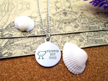 

Fashion stainless steel necklace "chken- friends not food" Charms Pendant necklace Jewelry Gift more style for choosing