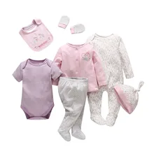 Нежная Одежда для новорожденных; одежда для маленьких мальчиков и девочек; комплект одежды из семи предметов для малышей; удобная хлопковая одежда для младенцев с героями мультфильмов