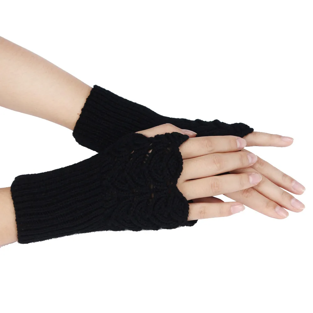 Women's Warm Winter Brief Paragraph Knitting Half Fingerless Gloves guantes mujer Solid color Christmas gloves#P