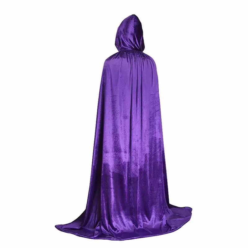 Halloween Cloak Cosplay Death Costume Witch Wizard Cloak 2018 New Children Adult Solid Color Gold Velvet Cloak Suit 0.7-1.7M