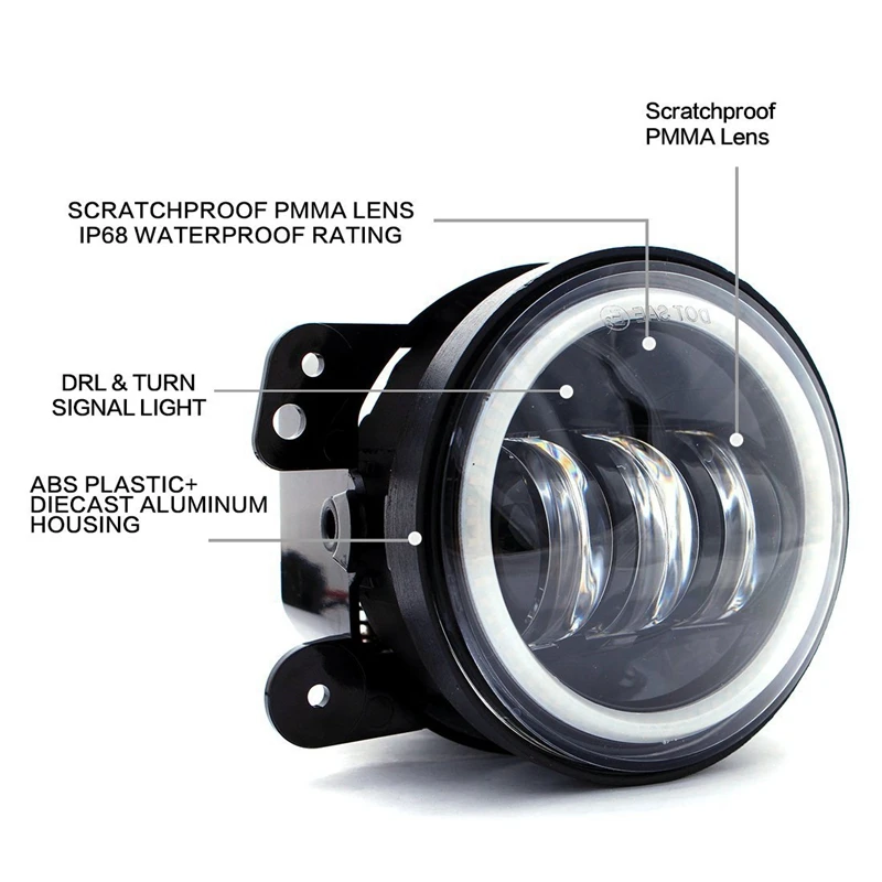 4 дюйма 30 Вт светодиодные противотуманные фары два цвета Halo Кольцо для Jeep Wrangler Dodge Magnum Journey Chrysler PT Cruiser и другие