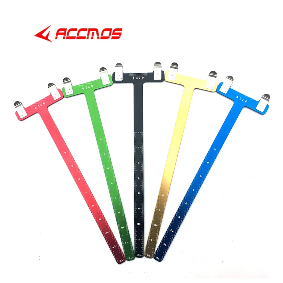 

5 Color Recurve Bow T Ruler Aluminum Alloy Archery Gauge T Square Quick Tip On Tieing Arrow Nocking Points Precision Measurement