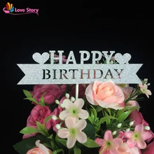 10pcs Glitter Laser Cut Happy Birthday Cake Topper Party Supplies Birthday Party Decoration Kids Birthday Celebration Supplies