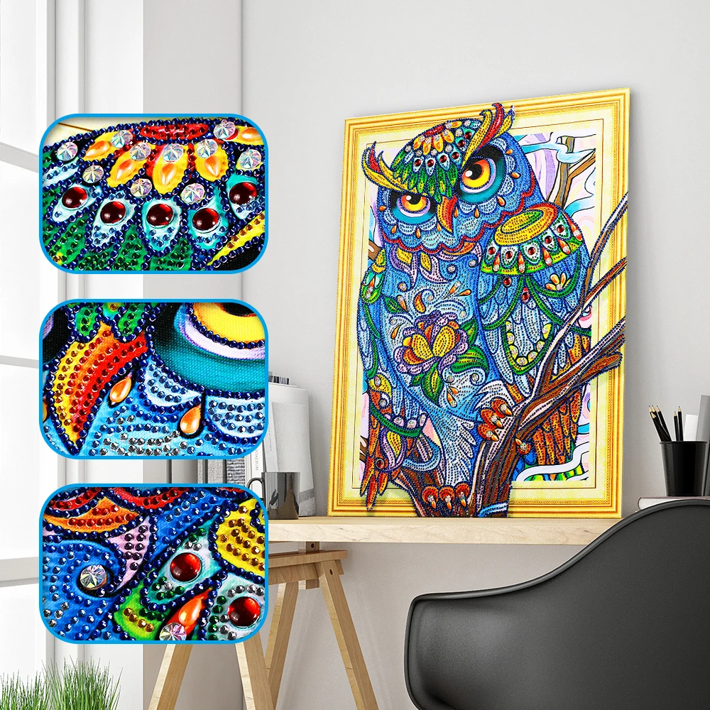 

5D DIY Diamond Painting Animal Special Shape Diamond Embroidery Owl Picture With Rhinestones Mosaic Home Decor 40x50cm
