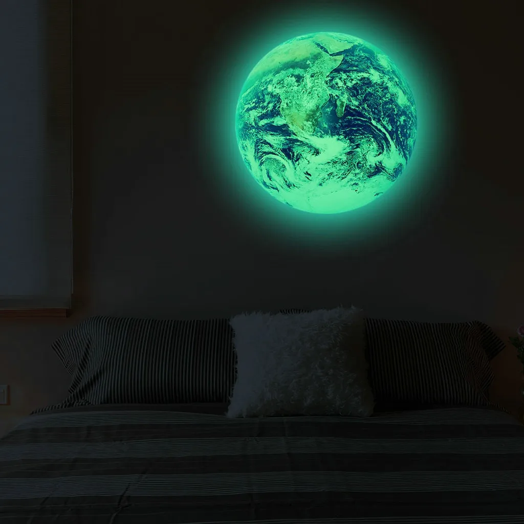 30 см 3D планета флуоресцентная Настенная Наклейка Съемная светится в темноте наклейка для гостиной Adesivo де Parede Большая Луна флуоресцентная