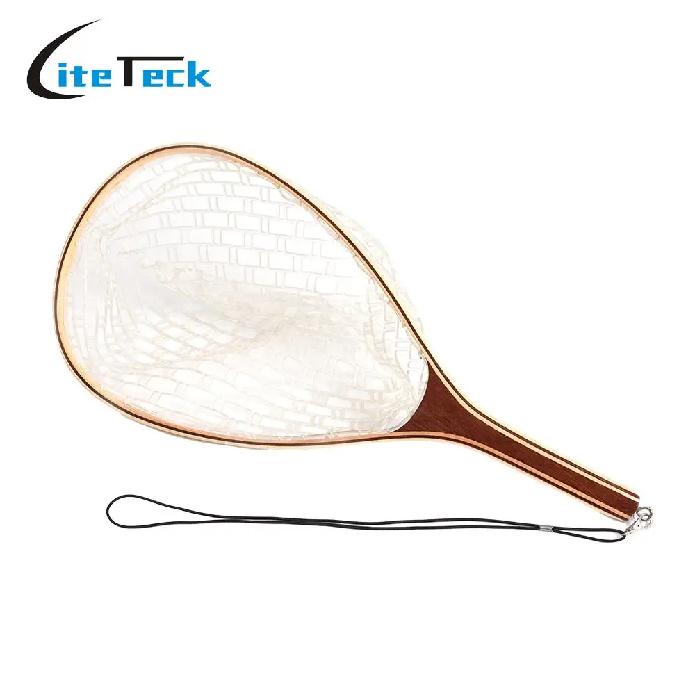 Portable Lightweight Fishing Net Fly Fishing Landing Net Wooden Handle