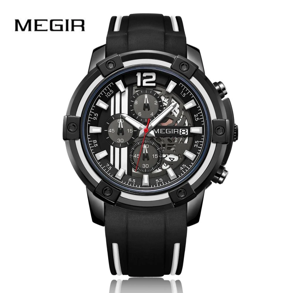 

MEGIR Men's Watch Sport Watch Auto Date Calendar Waterproof Colorful Luminous Hands Current Clock Montre Zegarki Damskie