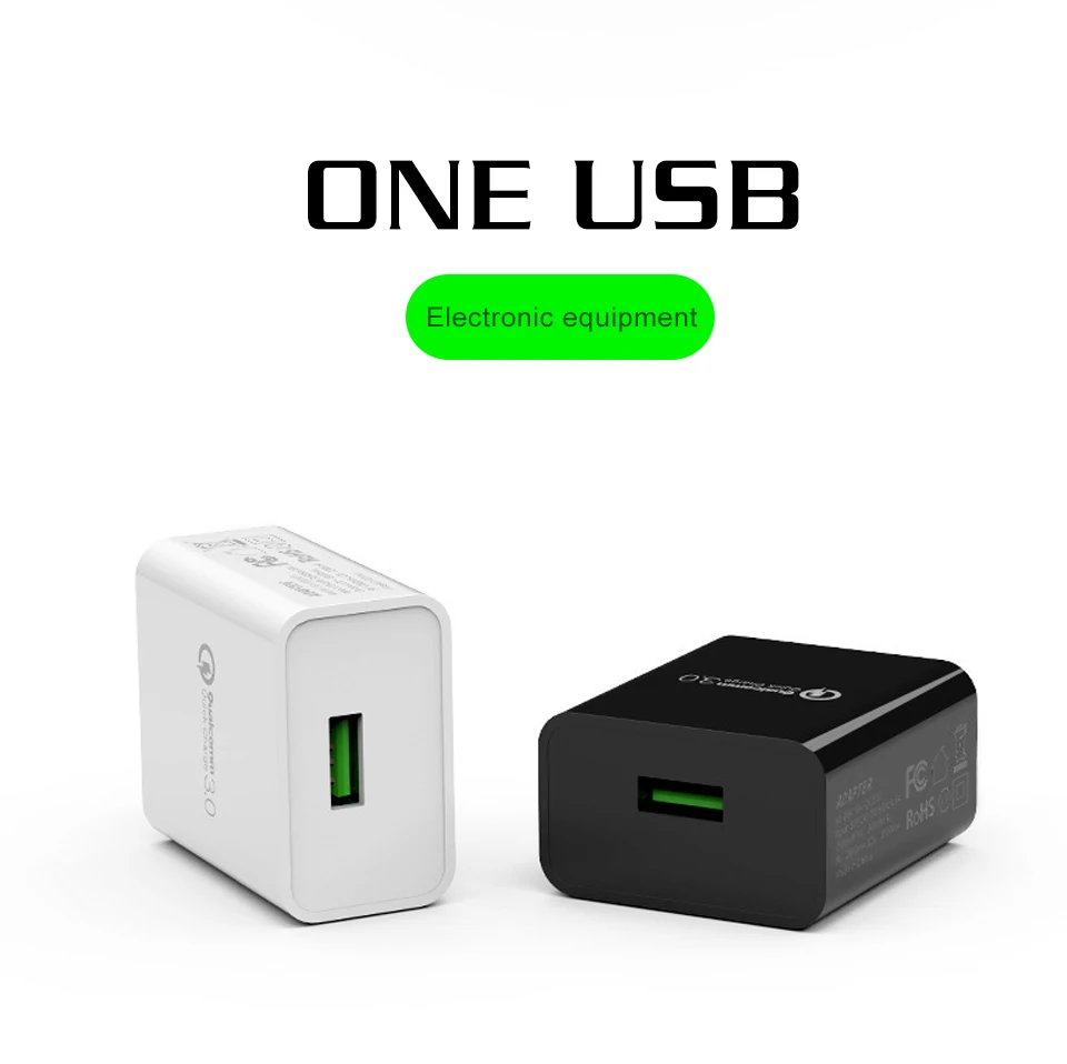 1PC Quick Charge QC3.0 Travel US Plug 18W Fast Charging UL Certification USB Wall Mobile Phone One 5V3A USB Power Adapter (8)