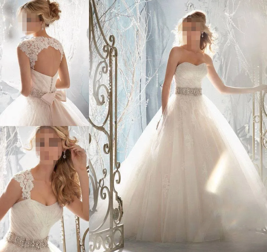 Cheap Price ! 2014 New Free Shipping Beading Crystal A line Sweetheart With Train Lace White / Ivory Wedding Dresses OW 07788 | Свадьбы и
