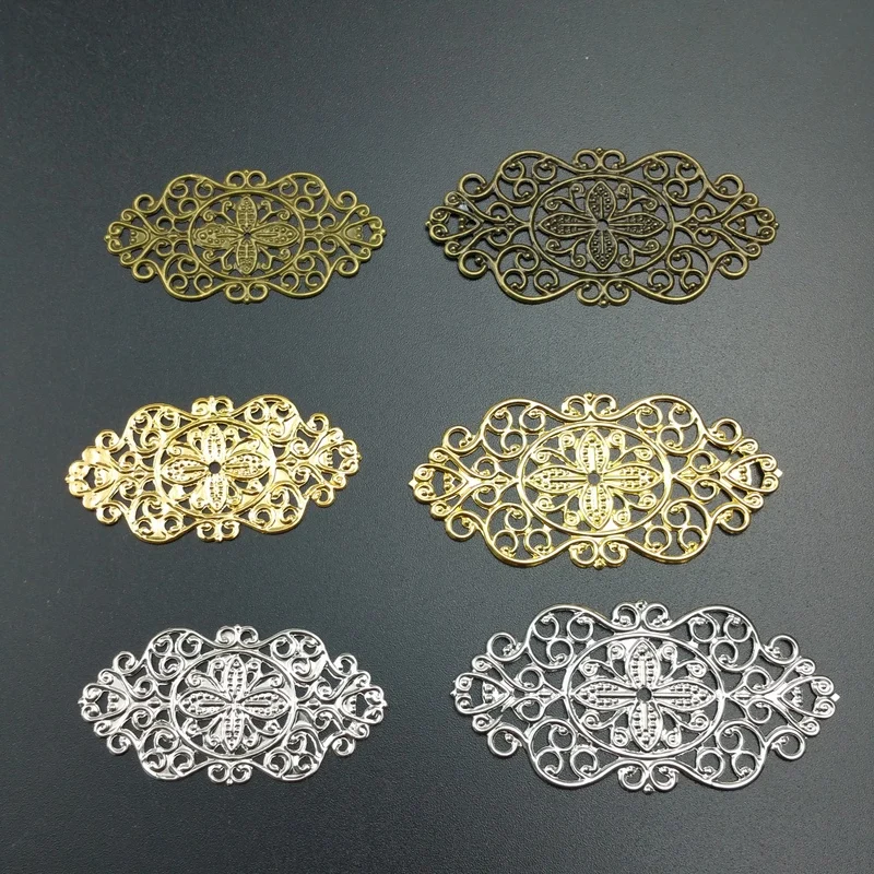 

20Pcs/lot lozenge Filigree Silk flower Wraps Connectors Embellishments Findings Crafts accessories Diamond-shaped metal piece