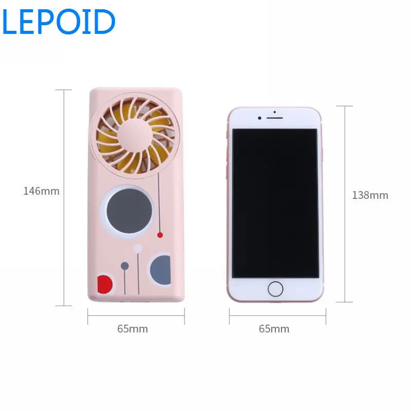 LEPOID ручной 1200mA power Bank работающий от батареи вентилятор с зеркалом для макияжа и