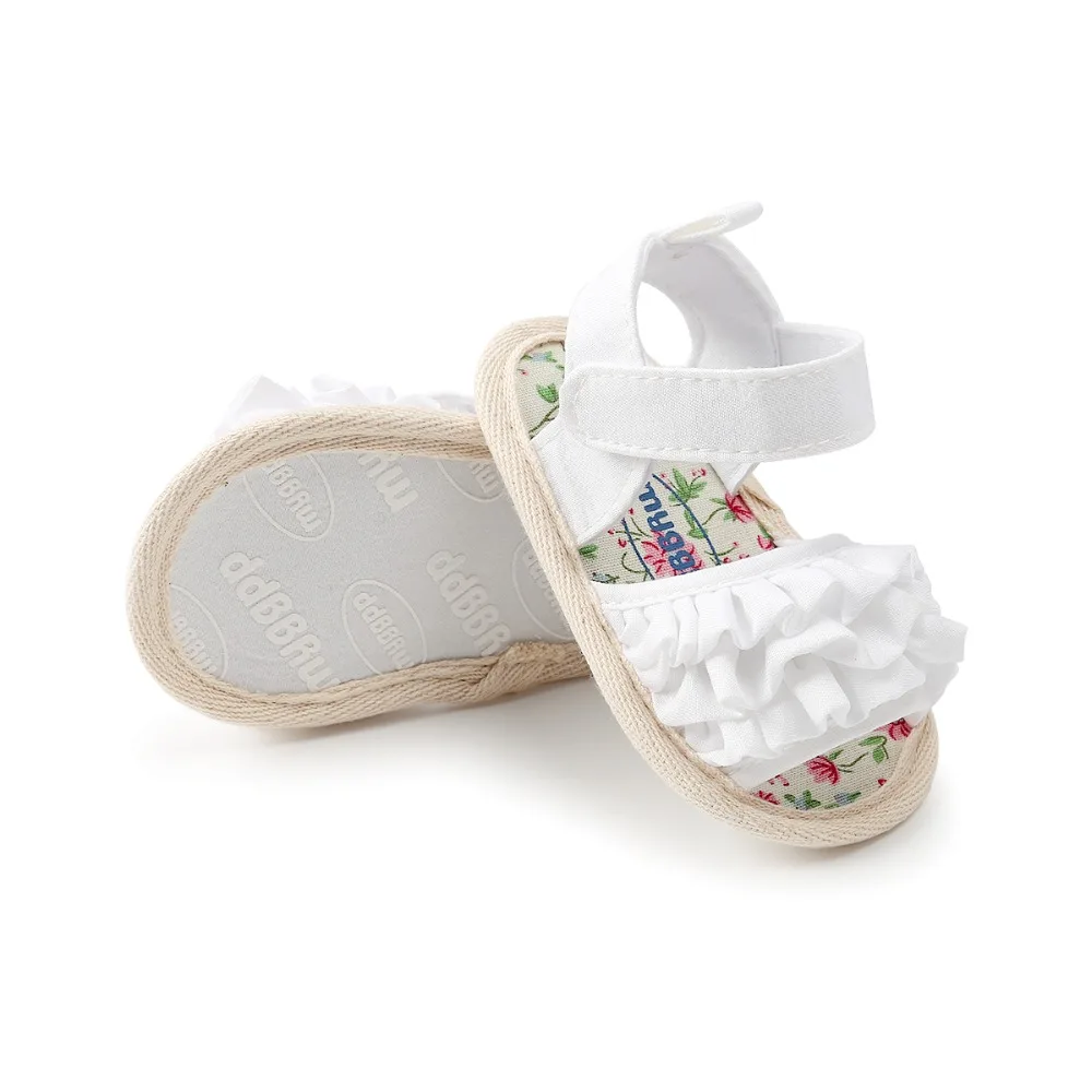 Summer Girl Sandals Newborn Baby Shoes 0-18M Lace Cute Princess Shoes Breathable Cotton Baby Sandals Prewalker