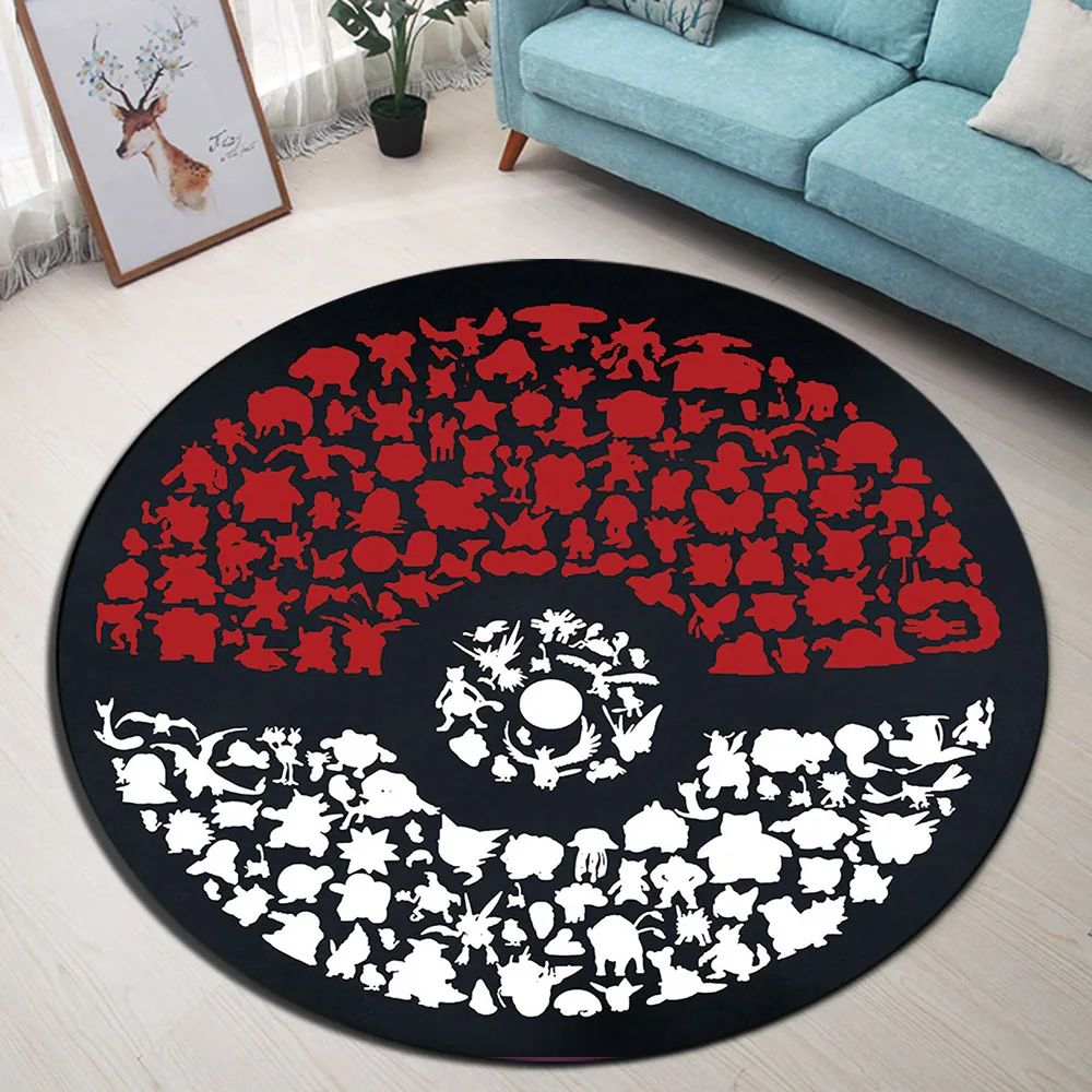 

Pokemon Go Ball Circle Velboa Round Area Rug And Carpet for Home Living Room Memory Foam Bedroom Cushion Bathroom Floor Door Mat