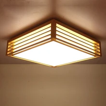 Японские татами спальня акриловый потолочный светильник Китайский современный минималистичный для гостиной деревянный квадратный художественный светодиодный потолочный светильник