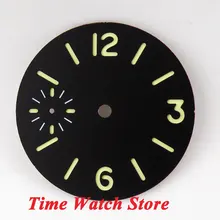 Parnis 34,5 мм черный сандвич-циферблат зеленые светящиеся знаки Калибр ETA 6497 Движение mes часы циферблат D09A
