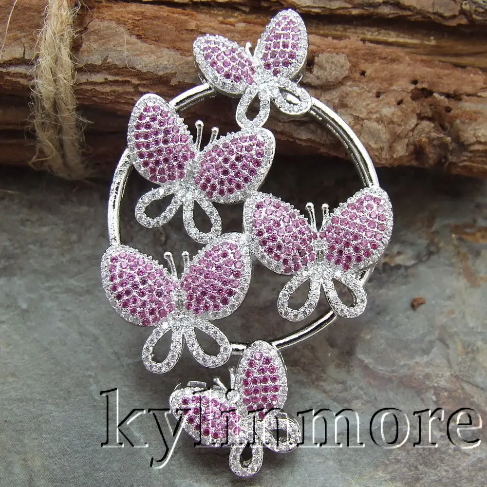 

1pc 60x38mm Silver Butterfly Paved CZ Necklace Connectors DIY Jewelry Findings