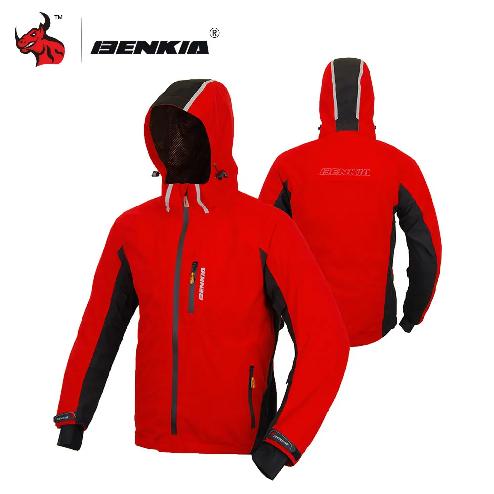 

BENKIA Motorcycle Jacket Men Windbreaker With Removable Hood With Protector Guards Motocross Wind Coat Moto Jacket
