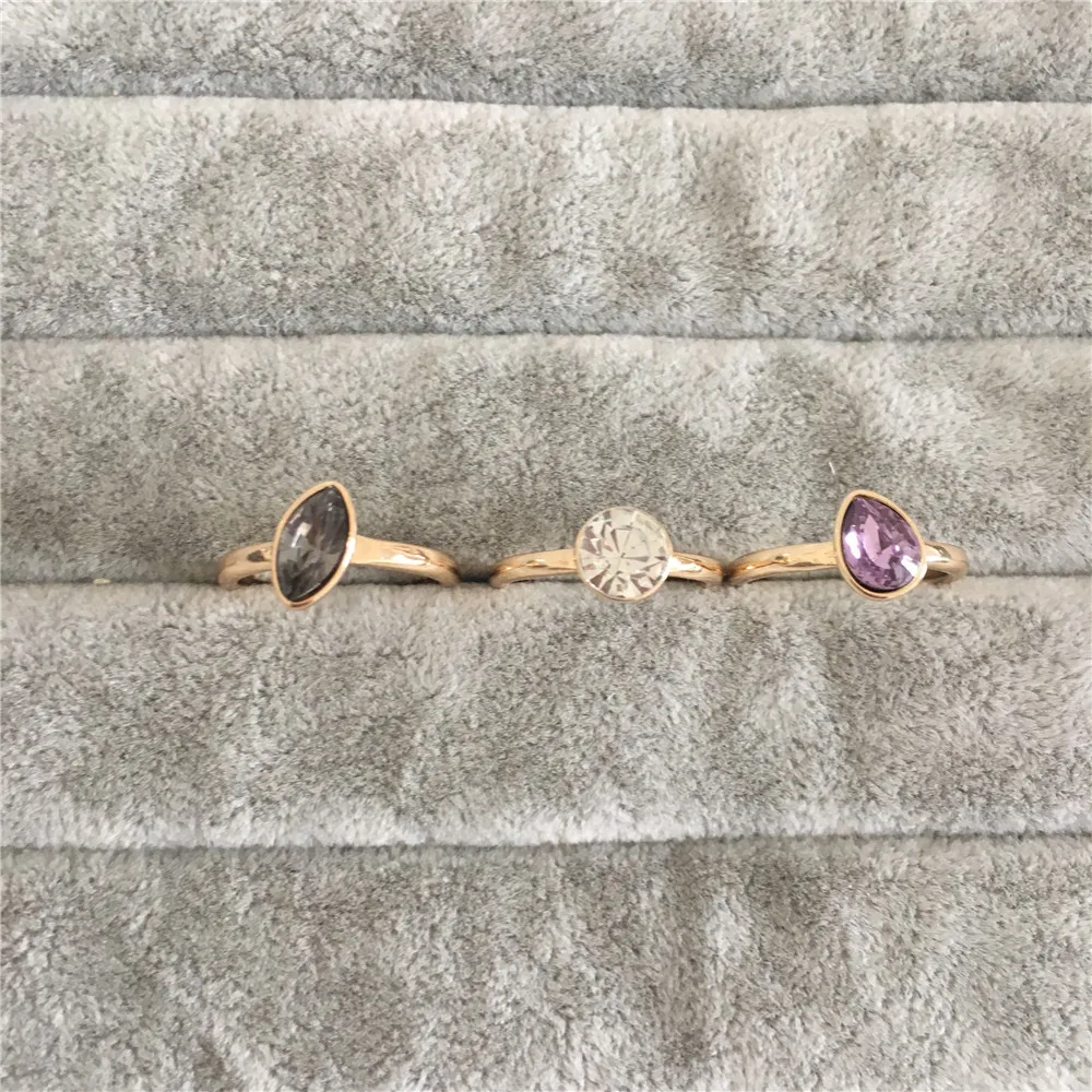 

FASHION JEWELRY GOLD COLOR PLATING PURPLE STONE 3 PIECE RING SET FOR WOMEN