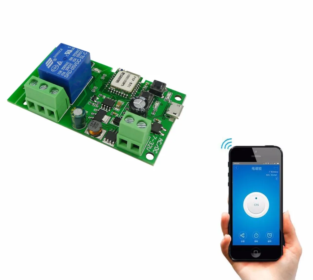 

Aihasd 1 Channel Inching Self-locking WiFi Wireless Switch 5V/12V for Control PC Garage Door