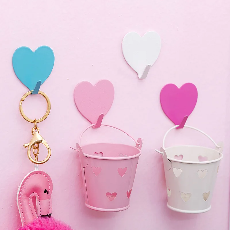 

Girl heart pink love glue hook dormitory lovely small fairy room decoration strong