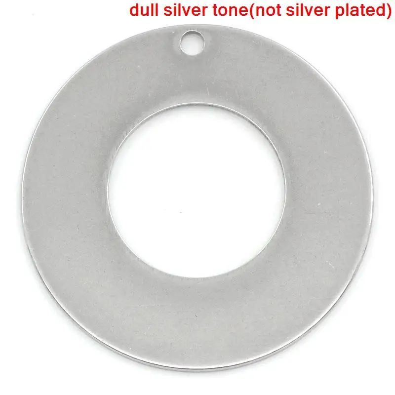 

DoreenBeads Stainless Steel Charm Pendants Donuts Silver Tone Color Plated 3cm(1 1/8") Dia, 1 Pc new