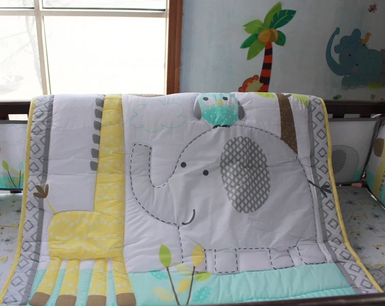 Комплект постельного белья для детей с изображением слона и жирафа, детская колыбель, комплект постельных принадлежностей для девочек и мальчиков, Cuna, одеяло, детская кровать, бампер, простыня занавеска