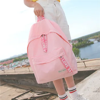 

2018 NEW Female bag trend nylon cloth letters backpack fashion casual rain material silk face student bag