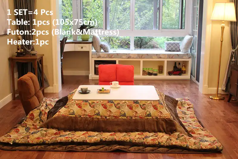 4 Pçs Set Conjunto Mesa Dobrável Estilo Onês Kotatsu Futon Kotatsu Futon