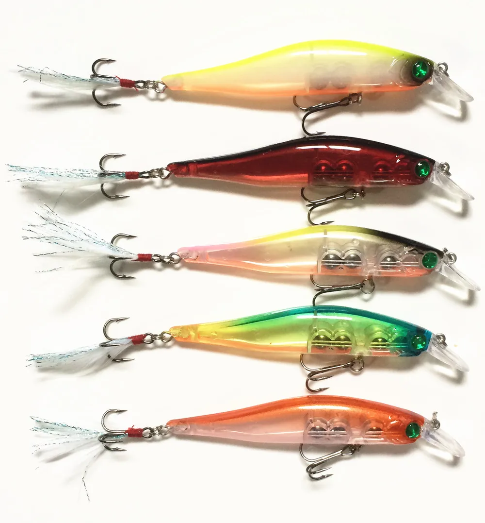 5pcs plastic Minnow Fishing Lure Treble Hook Isca Artificial Hard Bait Carp Fishing Lures Fish