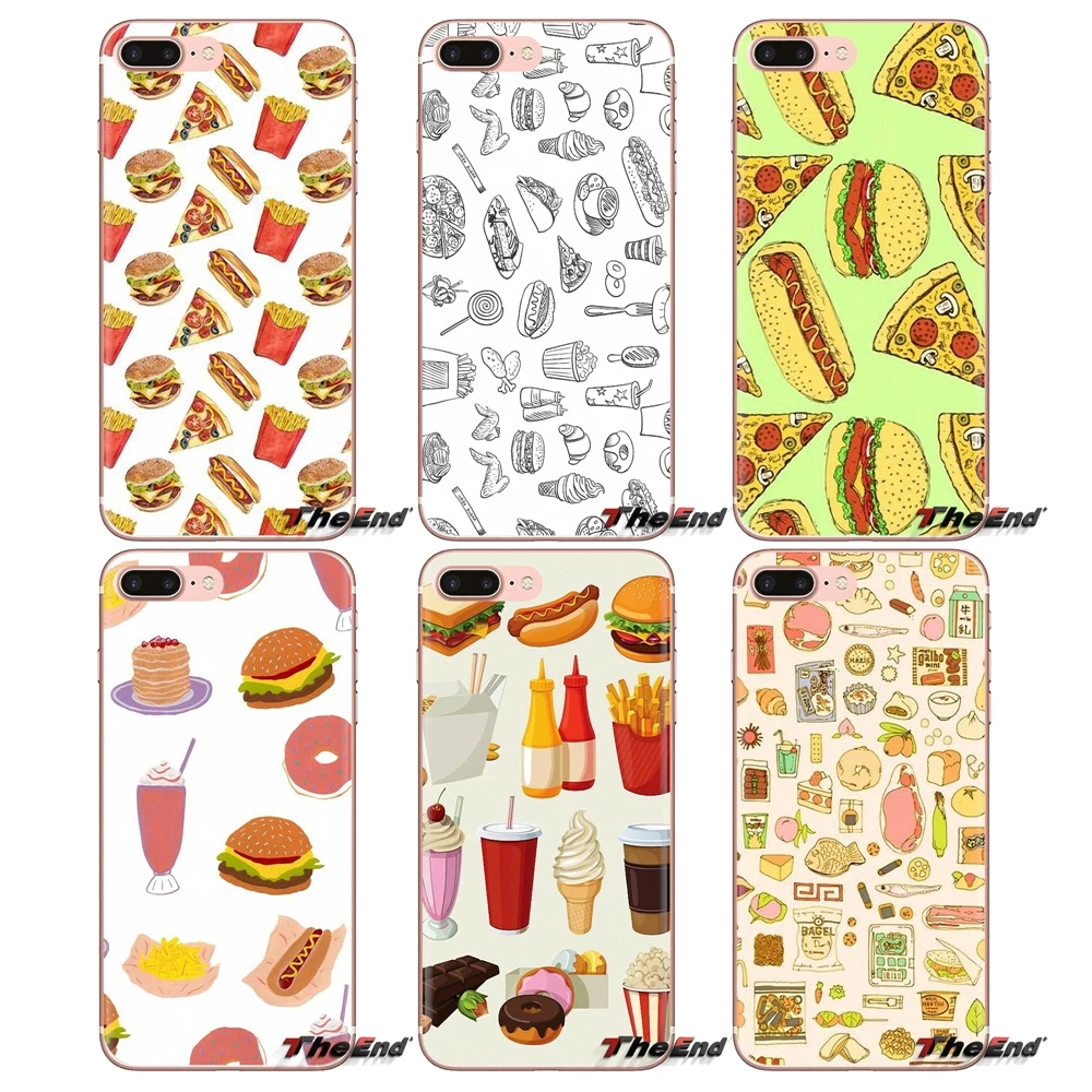 Fast food seamless pattern Transparent TPU Housing For Huawei Nova 2 3 2i 3i Y6 Y7 Y9 Prime Pro GR3 GR5 2017 2018 2019 Y5II Y6II |