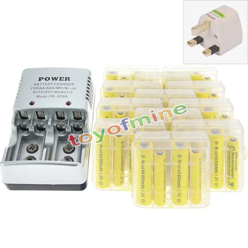 24x AA Ni-cd 2800mAh+ 24x AAA 1800mAh Ni-MH 1,2 V аккумуляторная батарея+ 12 шт. чехол для аккумулятора+ 1 шт. зарядное устройство