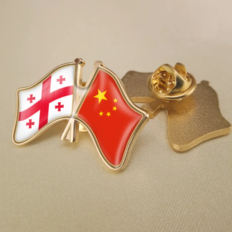

China and Georgia Crossed Double Friendship Flags Lapel Pins