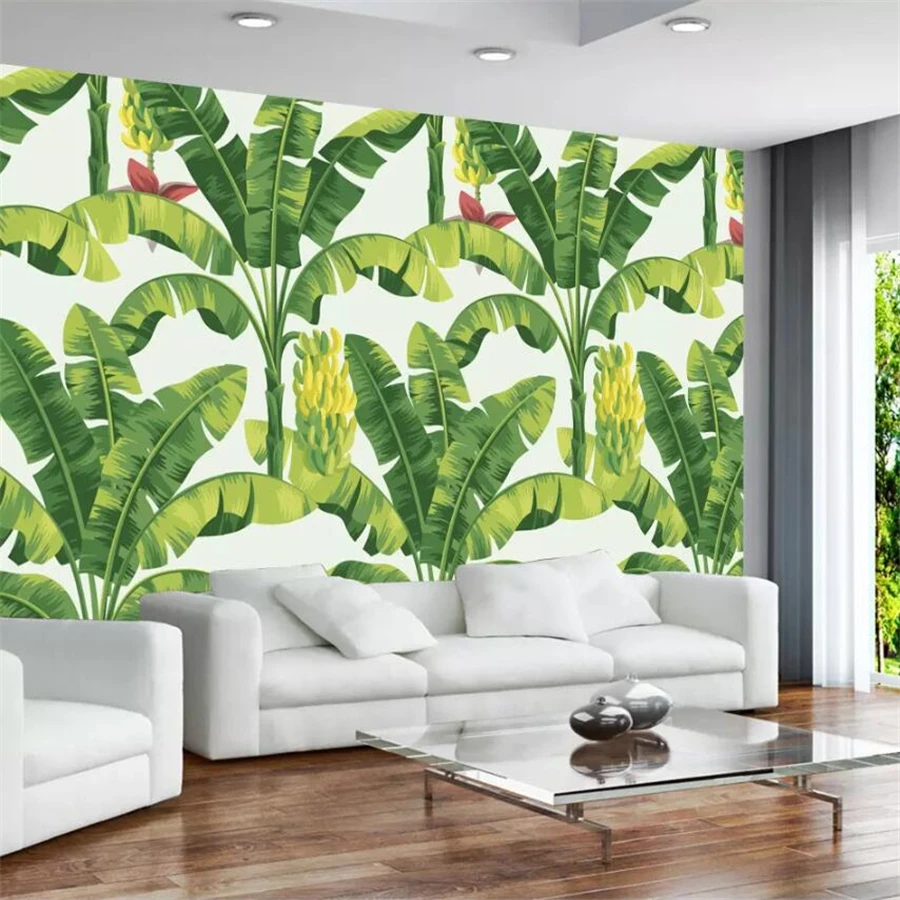 

beibehang Custom large wallpaper 3D modern minimalist tropical rainforest plant banana leaf garden mural background wall paper