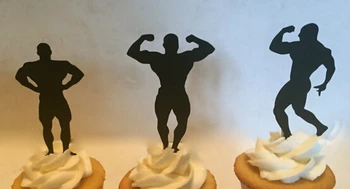 

Body Builder Silhouette cupcake toppers Bachelorette Hem night Party Supplies wedding birthday baby shower party toothpicks