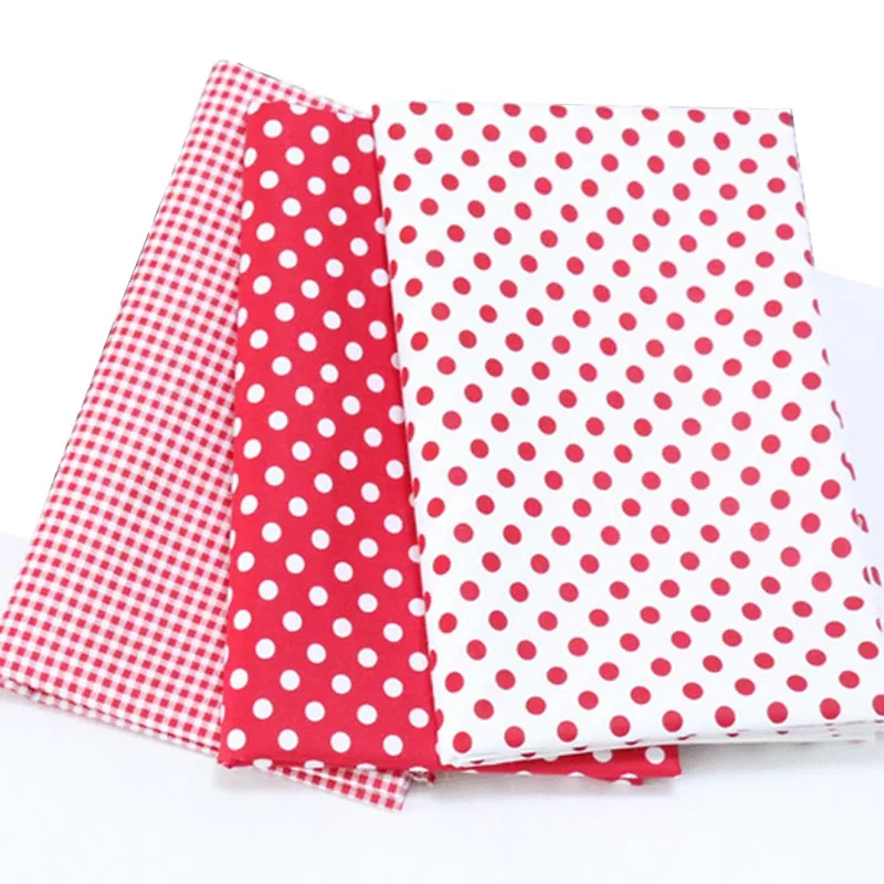 Хлопок саржевая Ткань Классический белый красный горошек проверочные ткани для DIY кроватки постельные принадлежности одежда лоскутное шитье ручной работы лоскутное украшение