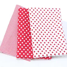Хлопок саржевая Ткань Классический белый красный горошек проверочные ткани для DIY кроватки постельные принадлежности одежда лоскутное шитье ручной работы лоскутное украшение