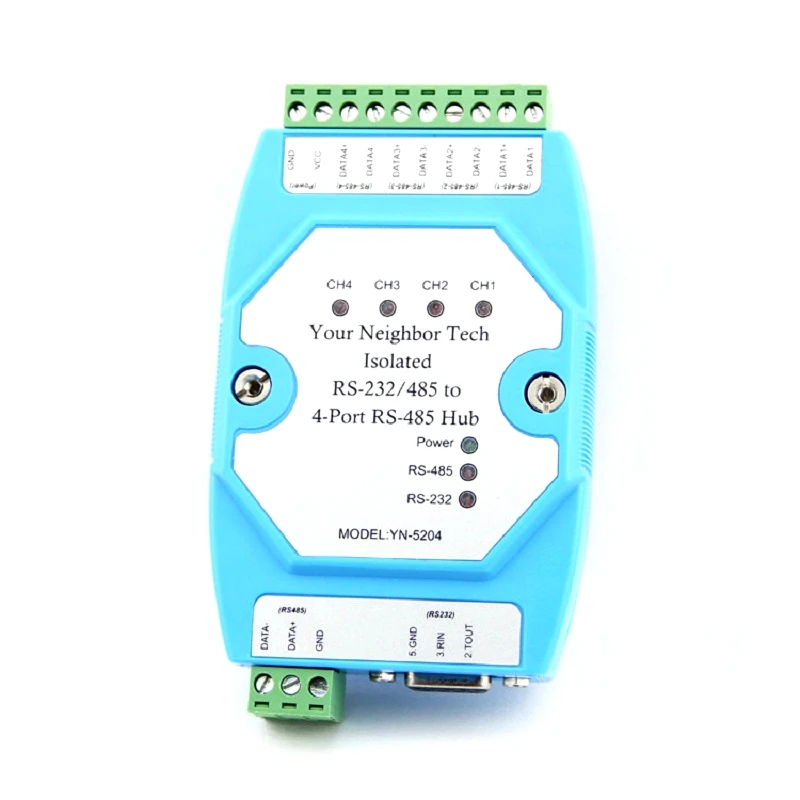 Isolated Bidirectional RS232 RS485 Go to 4 way 4channel RS485 hub
