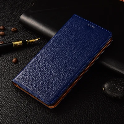 Для Meizu M6 Note чехол KEZiHOME личи из натуральной кожи с откидной крышкой и подставкой кожаный чехол для Meizu M6 Note 5," чехол для телефона s - Цвет: blue