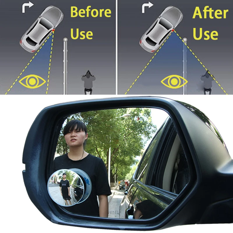 

1pcs Car Rearview Mirror Blind Spot Mirror Side Rear 120 Degree Wide Angle Round Convex Truck Motorcycle Parking Driving Safety