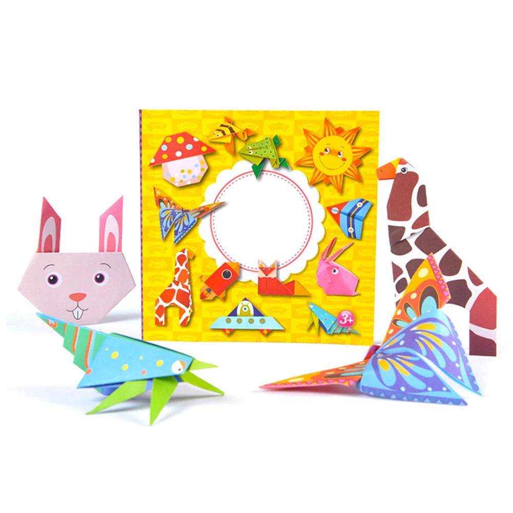 Ideal  108pcs Colour Paper 54 Kinds of Animal Origami Pattern 3D Puzzles DIY Paper Craft Toys for Children