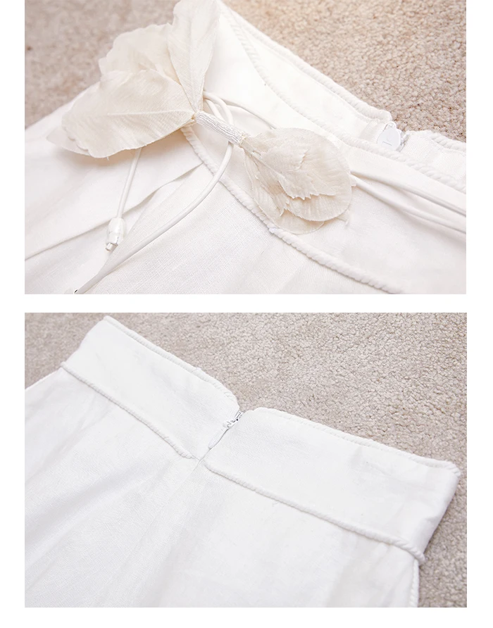 Cosmicchic лето для женщин дизайнер комплект из 2 предметов с длинным рукавом элегантный сексуальный лук Вышивка Блузка Белые шары шорты цветок пояса